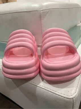 New candy pink baby pink beach platform sandals waterproof flatforms 6.5